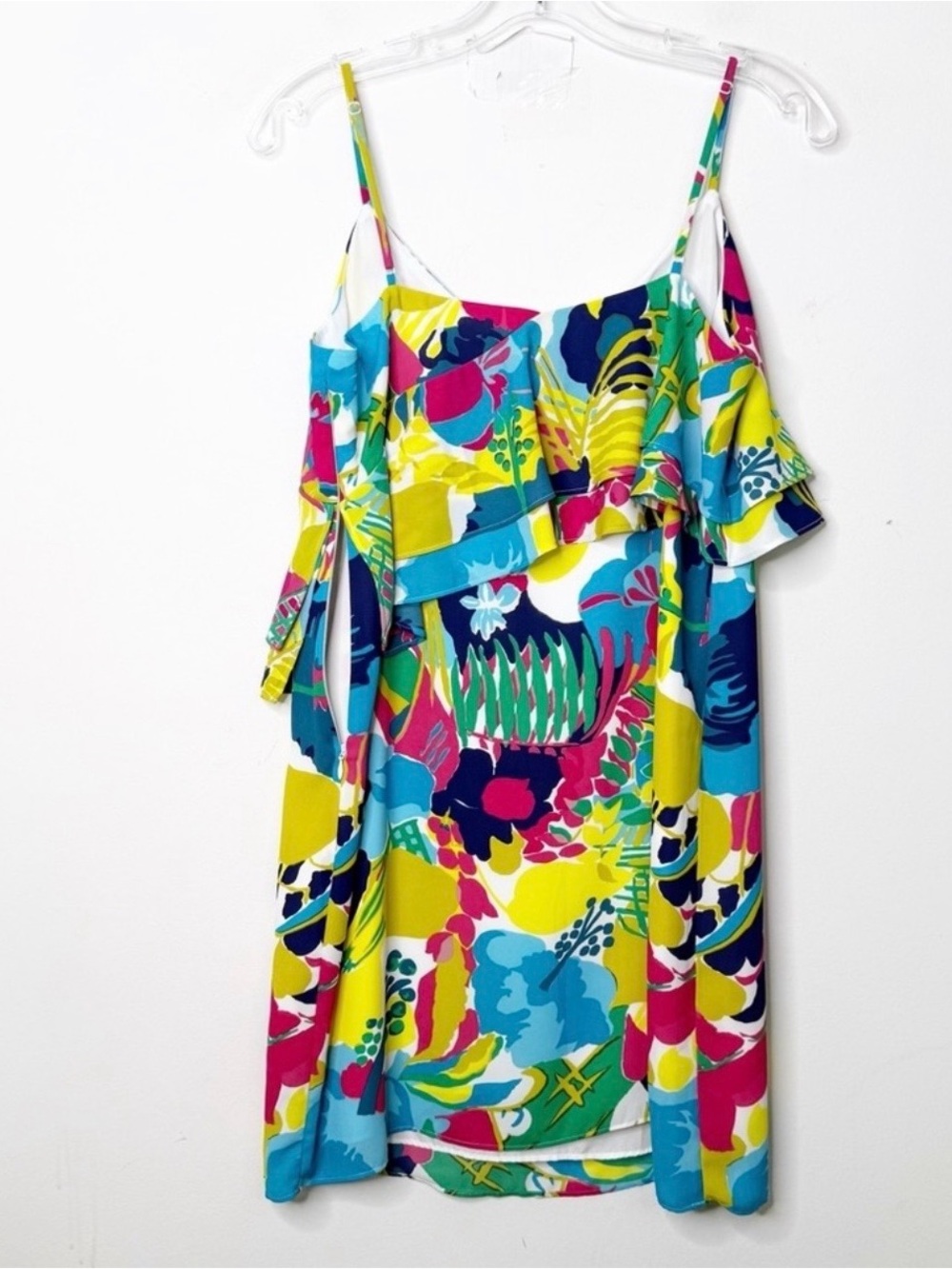 J. CREW | Tropical Floral Print Ruffle Front Cami Dress Sz 6 Summer Vacation - Picture 5 of 6